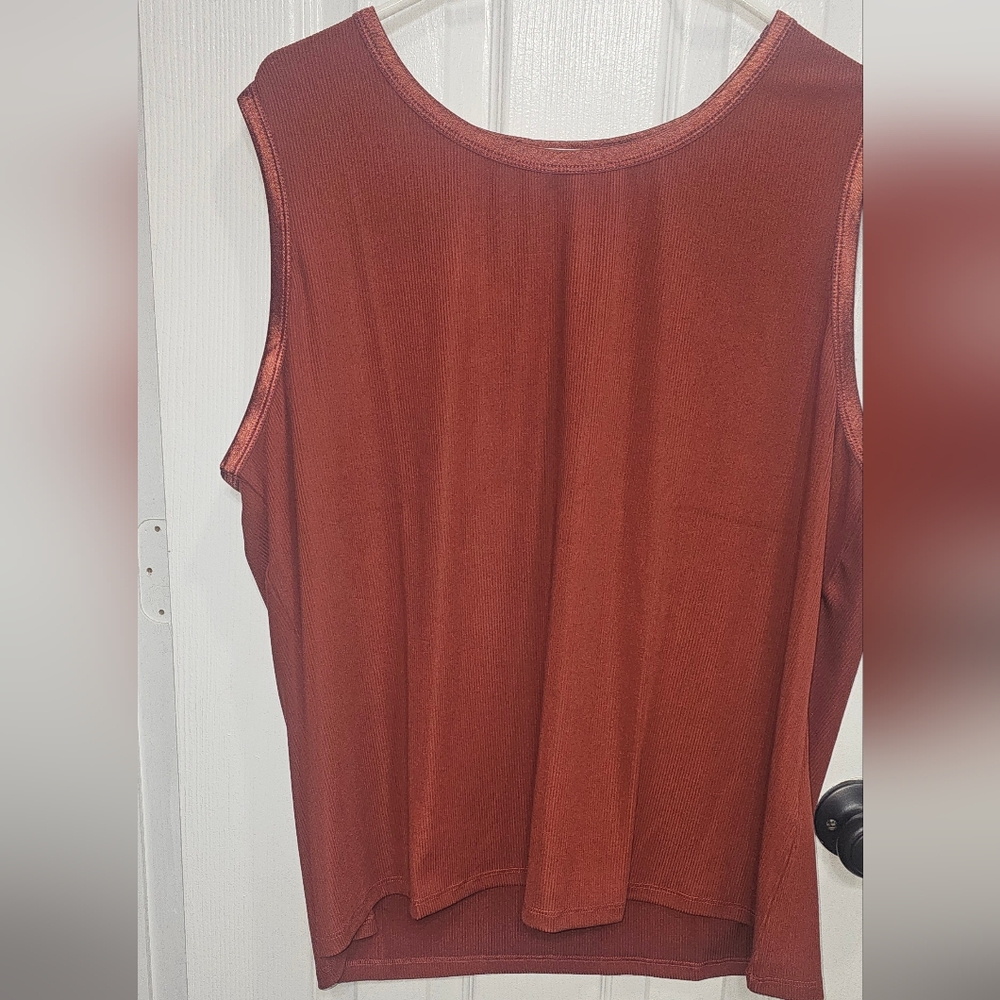 NEW Kate & Mallory Women's Plus Size 2X Rust‎ Sleeveless Knit Stretch Tank